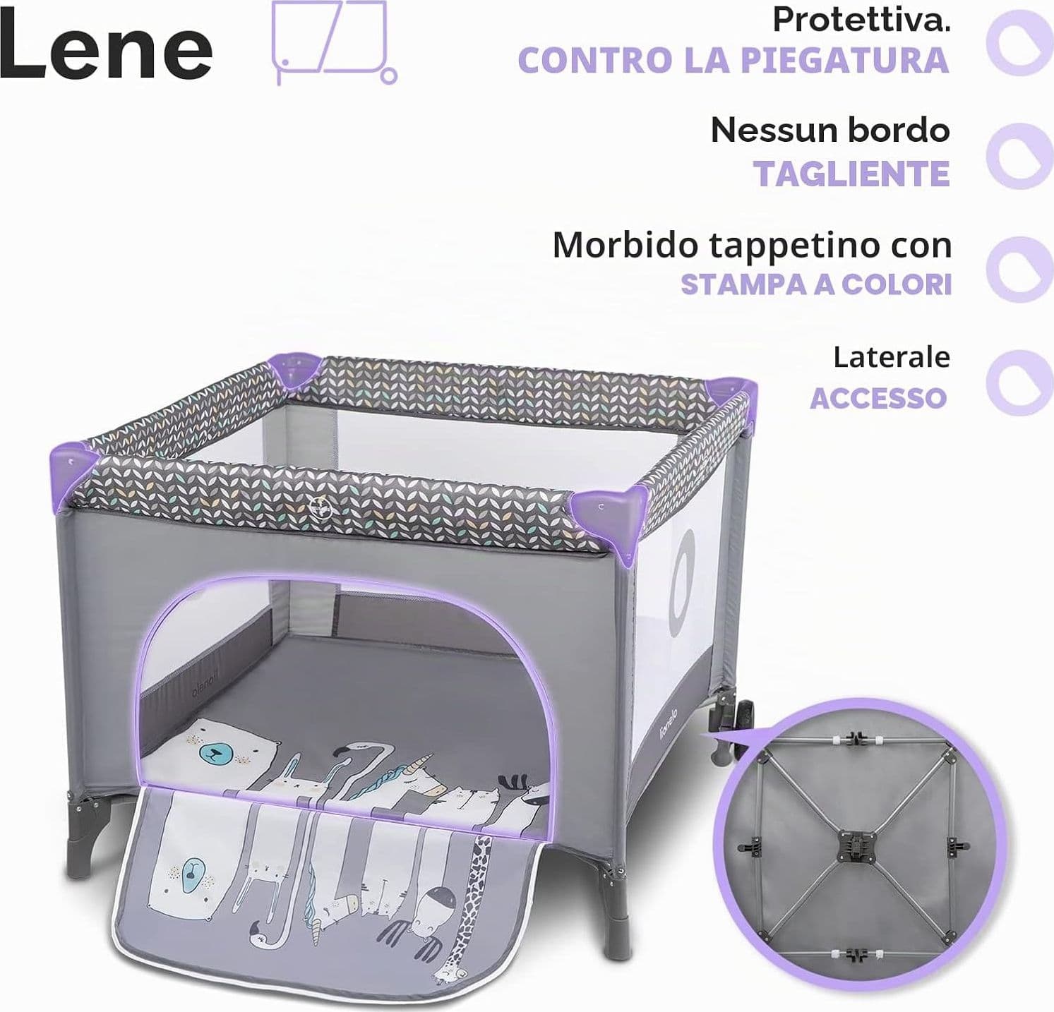 Lionelo - Box bambini pieghevole Lene 3in1 - 100x100cm - 5