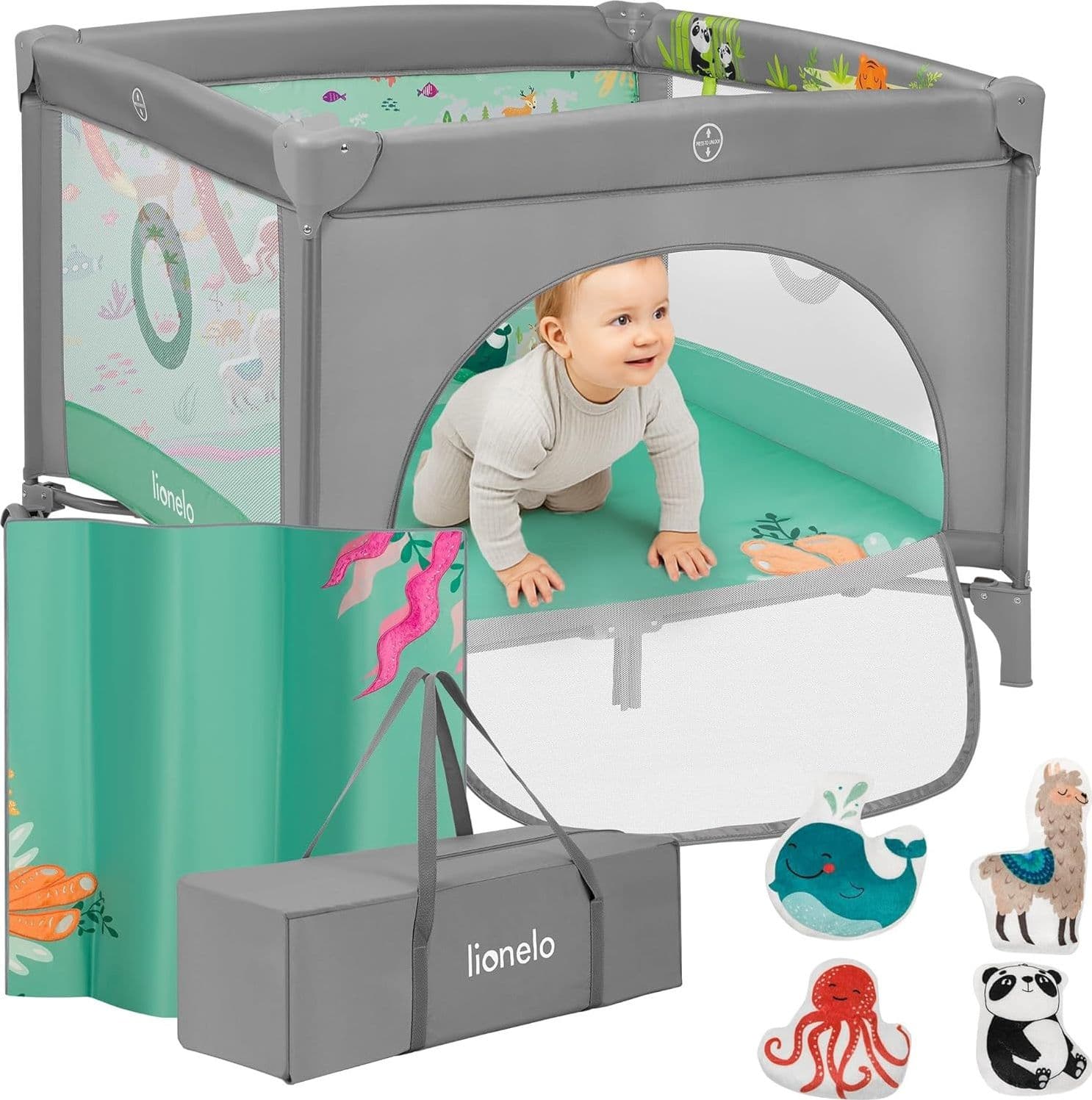 Lionelo - Box bambini pieghevole Lene 3in1 - 100x100cm - 9