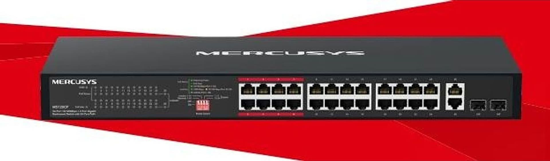 24-Port 10/100Mbps + 2-Port Gigabit Rackmount Switch with 24-Port PoE+