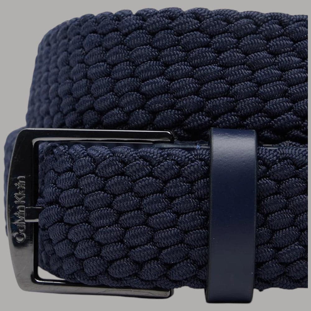 Cintura uomo Calvin Klein intrecciata elasticizzata con fibbia logo - 2