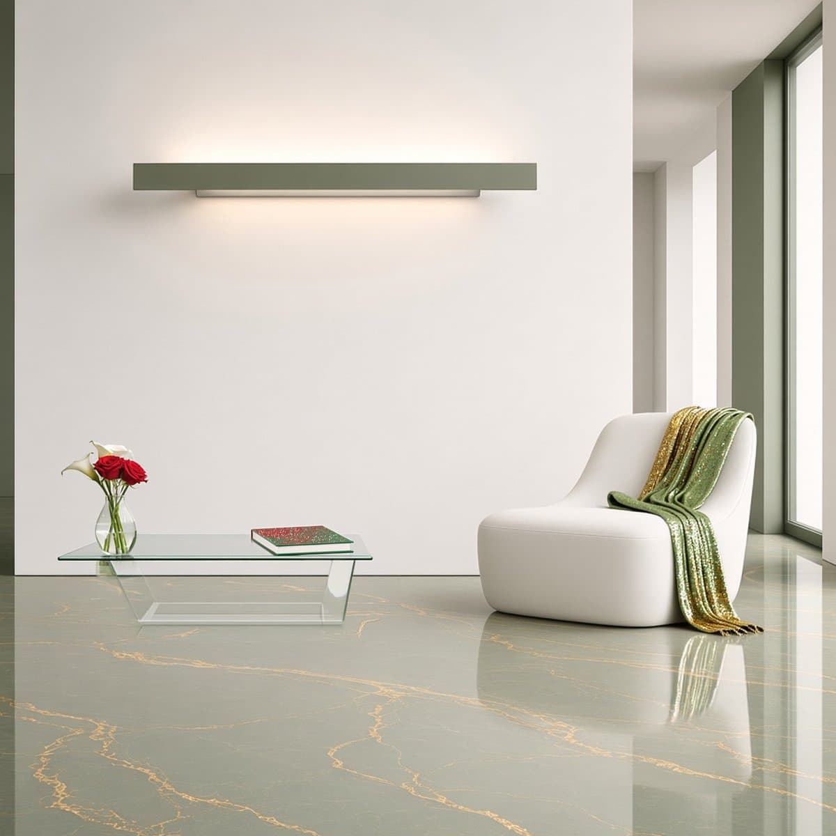 Applique moderno Promoluce DISPLAY A105 VS LED CCT 5950LM metallo verde salvia - 3