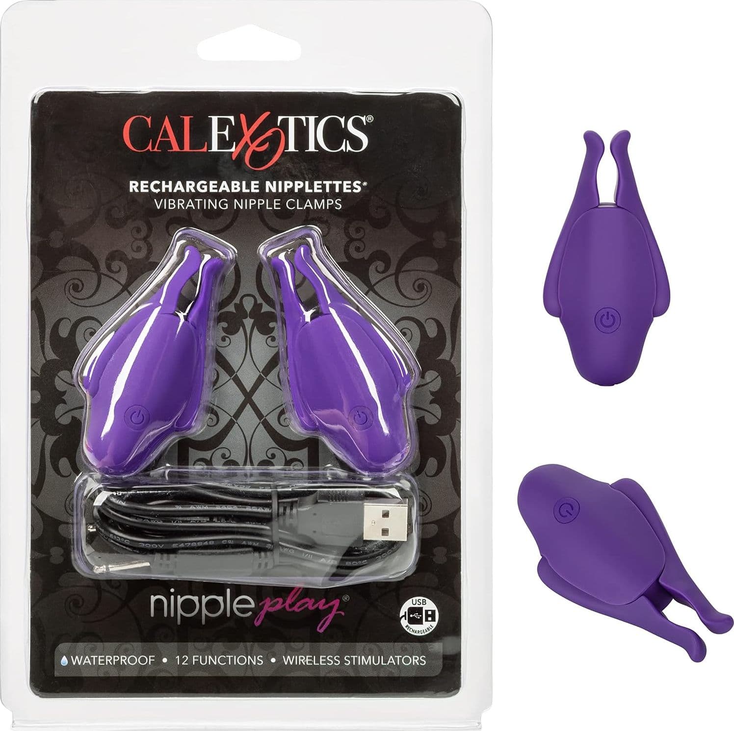 Pinzette Capezzoli 12 x vibranti ricaricabili USB wterproof BDSM Fetish bondage - 4