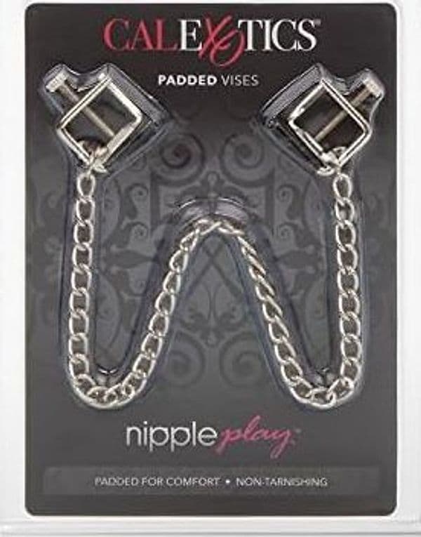 CalExotics Padded Vises Pinze Capezzoli Imbottite Regolabili Catena BDSM Fetish - 3
