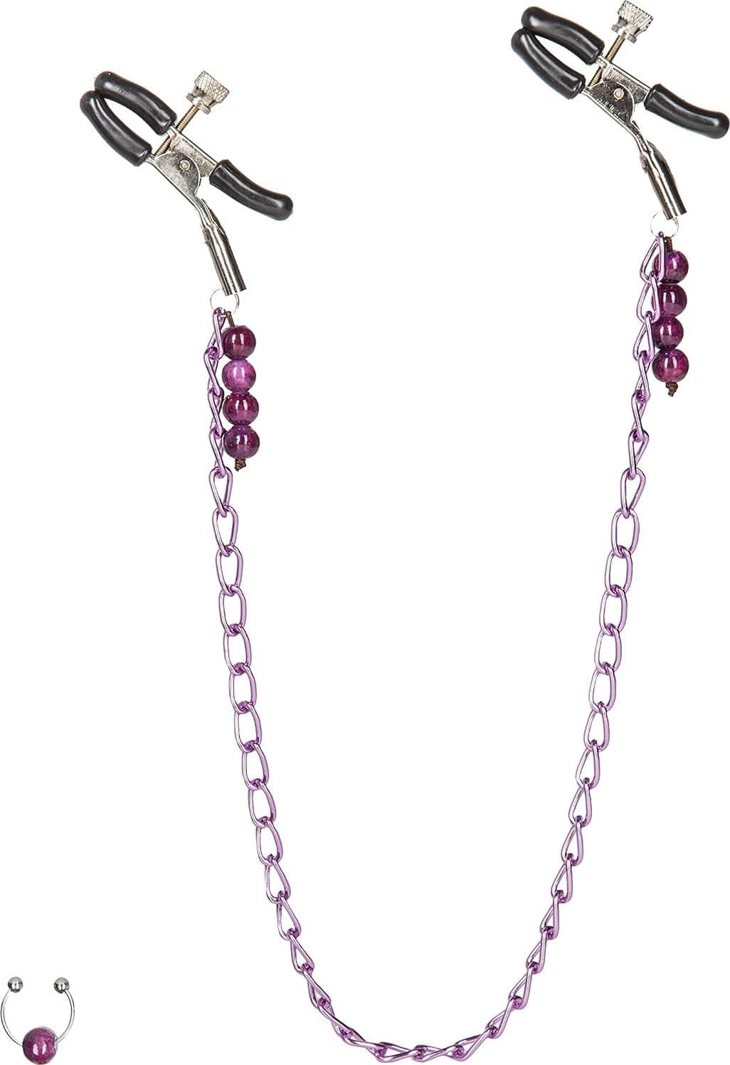 Pinze Capezzoli Regolabili  con anello ombelico Catena per BDSM Fetish bondage - 2