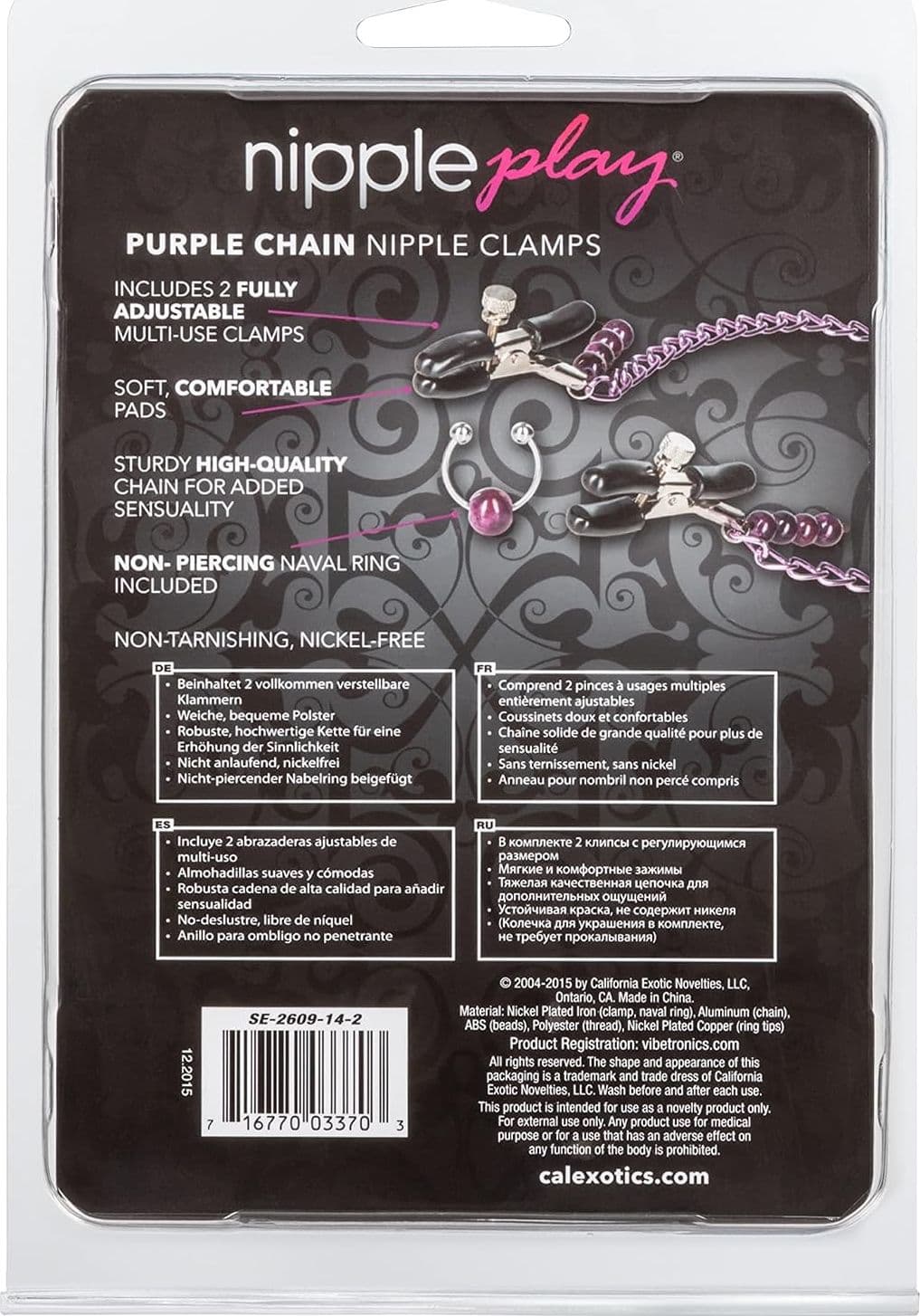 Pinze Capezzoli Regolabili  con anello ombelico Catena per BDSM Fetish bondage - 6