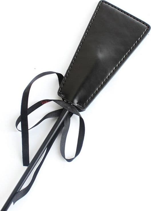 Frustino sexy 45 cm 2 in 1 con piumino nero e paddle per Bondage BDSM fetish - 6