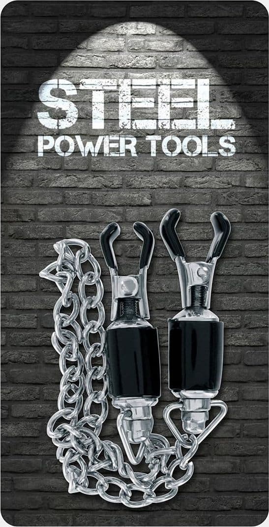 Pinze Capezzoli Regolabili Catena Acciaio Inox BDSM Fetish Steel Power Tools - 3
