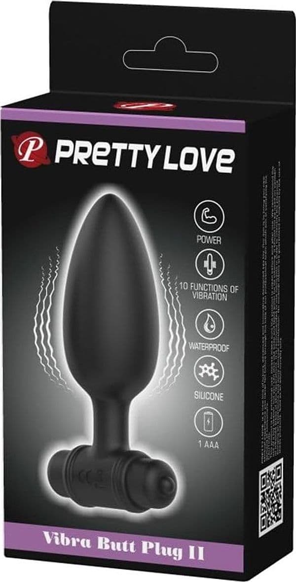 Plug Anale Vibrante Sex Toy 10 Vibrazioni Silicone Nero Pretty Love II Unisex - 5
