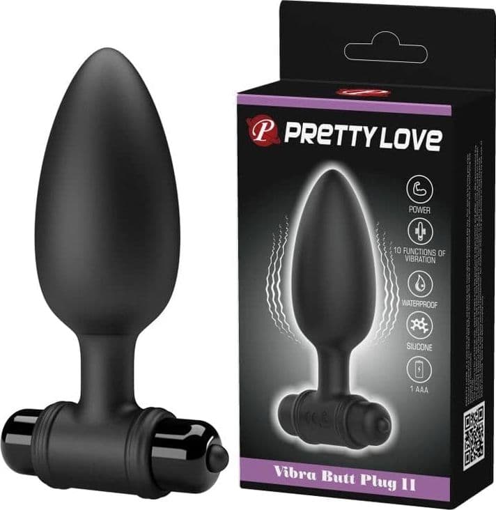 Plug Anale Vibrante Sex Toy 10 Vibrazioni Silicone Nero Pretty Love II Unisex - 8