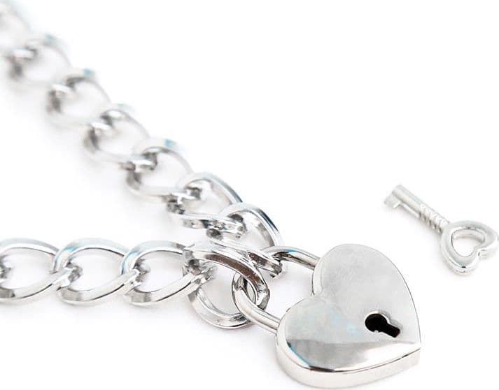 Collare BDSM Catena Metallo Lucchetto Cuore Sex Toy Fetish Unisex LateToBed - 3