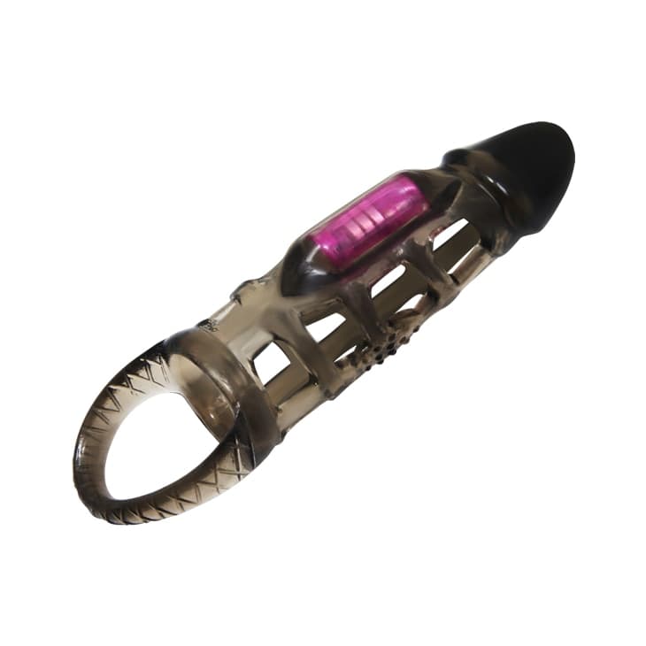 Guaina estensore del pene 18 cm circa vibrante nero con anello di sostegno Harry - 6