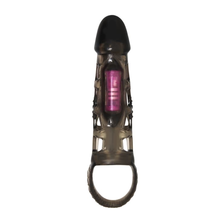 Guaina estensore del pene 18 cm circa vibrante nero con anello di sostegno Harry - 8