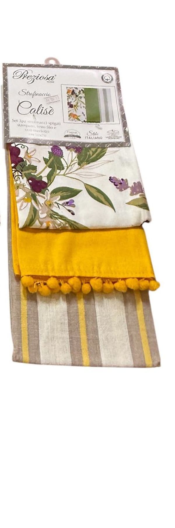 Set 3 Strofinacci Calisè Berry Preziosa Home – Spigati, Stampati e con Merletto 50x70 cm - 2