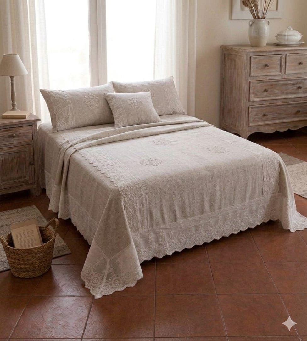 Copritutto Mastro Bianco Vienna Copridivano Copriletto 250x250 cm in Cotone - 5