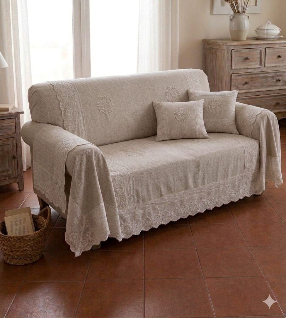 Copritutto Mastro Bianco Vienna Copridivano Copriletto 250x250 cm in Cotone - 6