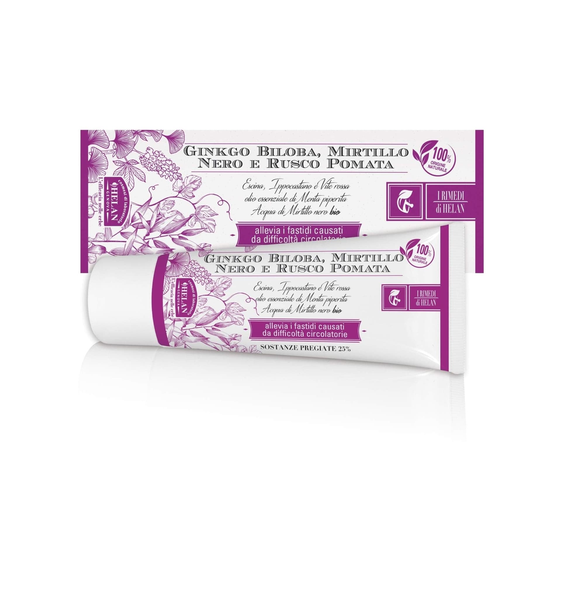 Helan, I Rimedi, Pomata Ginkgo Biloba, Mirtillo Nero E Rusco, Allevia fastidi circolatori, 75 ml