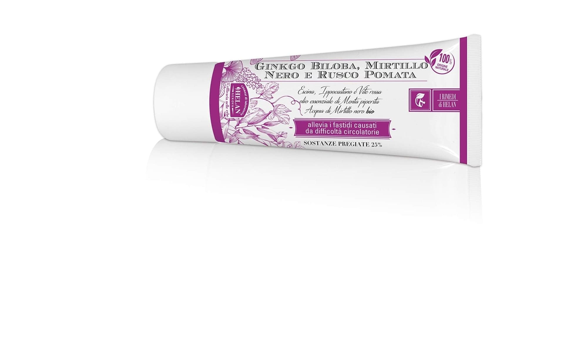 Helan, I Rimedi, Pomata Ginkgo Biloba, Mirtillo Nero E Rusco, Allevia fastidi circolatori, 75 ml - 2