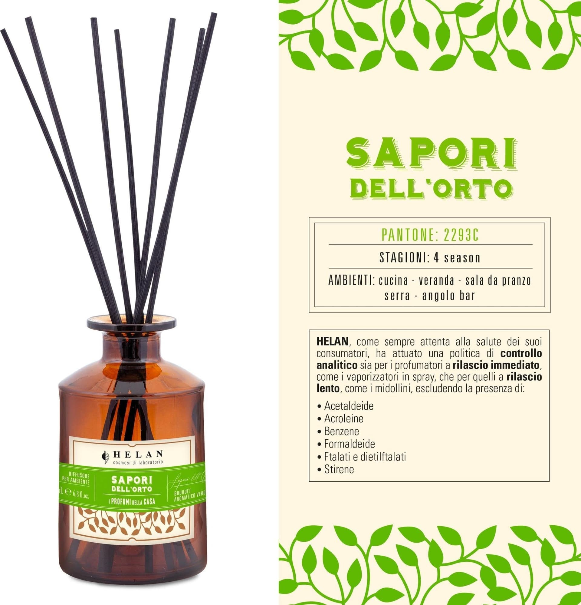 Helan Sapori dell'Orto - Profumatore per Ambienti, Profumo Ambiente con Bastoncini per Diffusori dalle Note Aromatiche e Verdi - Idee Regalo Deodorante e Profumatori Ambiente, 200 ml - Made in Italy - 3
