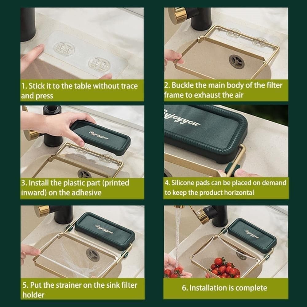 SUPPORTO PIEGHEVOLE FILTRO SCARICO PER LAVELLO DA CUCINA CON 50 SACCHETTI A RETE MONOUSO - 4