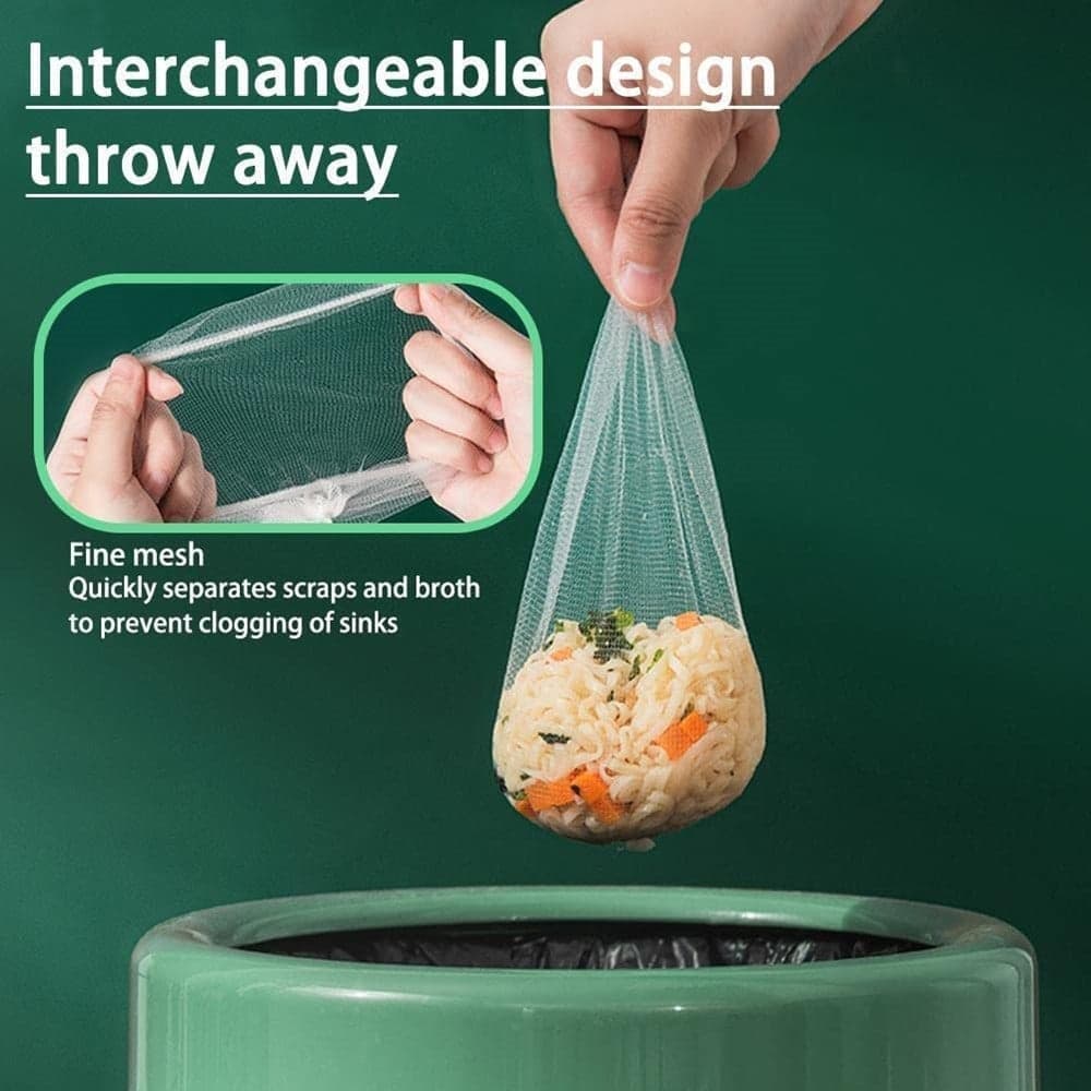 SUPPORTO PIEGHEVOLE FILTRO SCARICO PER LAVELLO DA CUCINA CON 50 SACCHETTI A RETE MONOUSO - 6