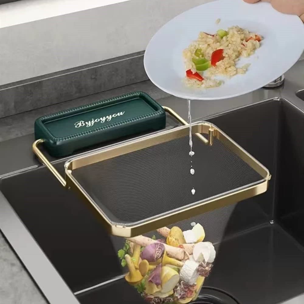 SUPPORTO PIEGHEVOLE FILTRO SCARICO PER LAVELLO DA CUCINA CON 50 SACCHETTI A RETE MONOUSO - 7