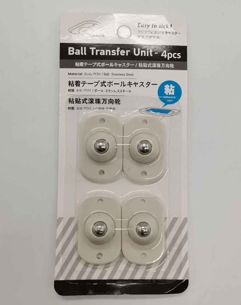 SET DI 4 MINI RUOTE ROTELLE GIREVOLI A SFERA AUTOADESIVE PER MOBILI SCATOLE PORTAOGGETTI - 2