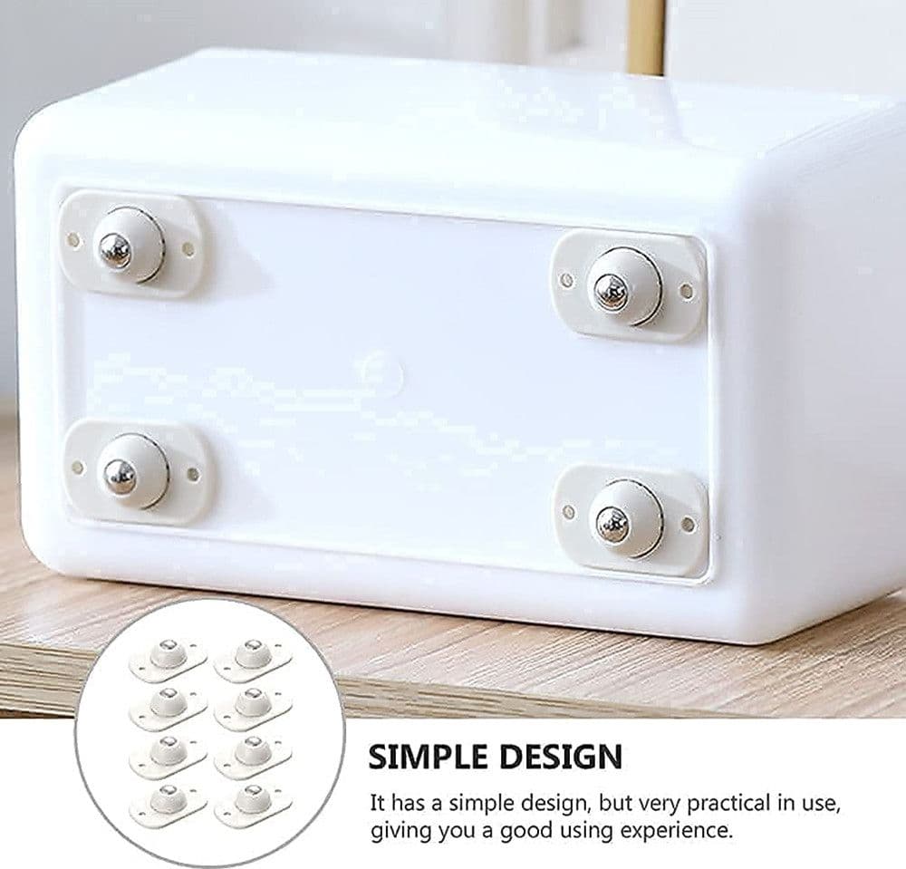 SET DI 4 MINI RUOTE ROTELLE GIREVOLI A SFERA AUTOADESIVE PER MOBILI SCATOLE PORTAOGGETTI - 3