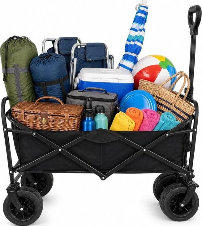 CARRELLO PIEGHEVOLE PORTATILE MULTIUSO PORTATA 80KG RUOTE CON BLOCCAGGIO MANICO RETRATTILE - 4