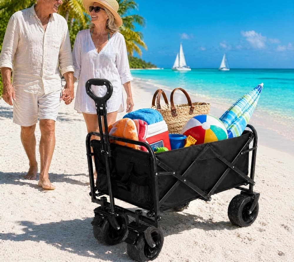 CARRELLO PIEGHEVOLE PORTATILE MULTIUSO PORTATA 80KG RUOTE CON BLOCCAGGIO MANICO RETRATTILE - 5