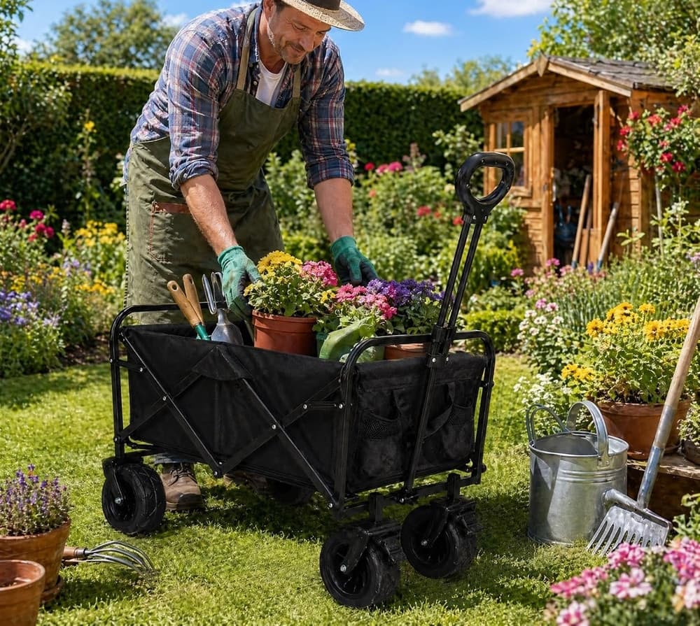 CARRELLO PIEGHEVOLE PORTATILE MULTIUSO PORTATA 80KG RUOTE CON BLOCCAGGIO MANICO RETRATTILE - 6