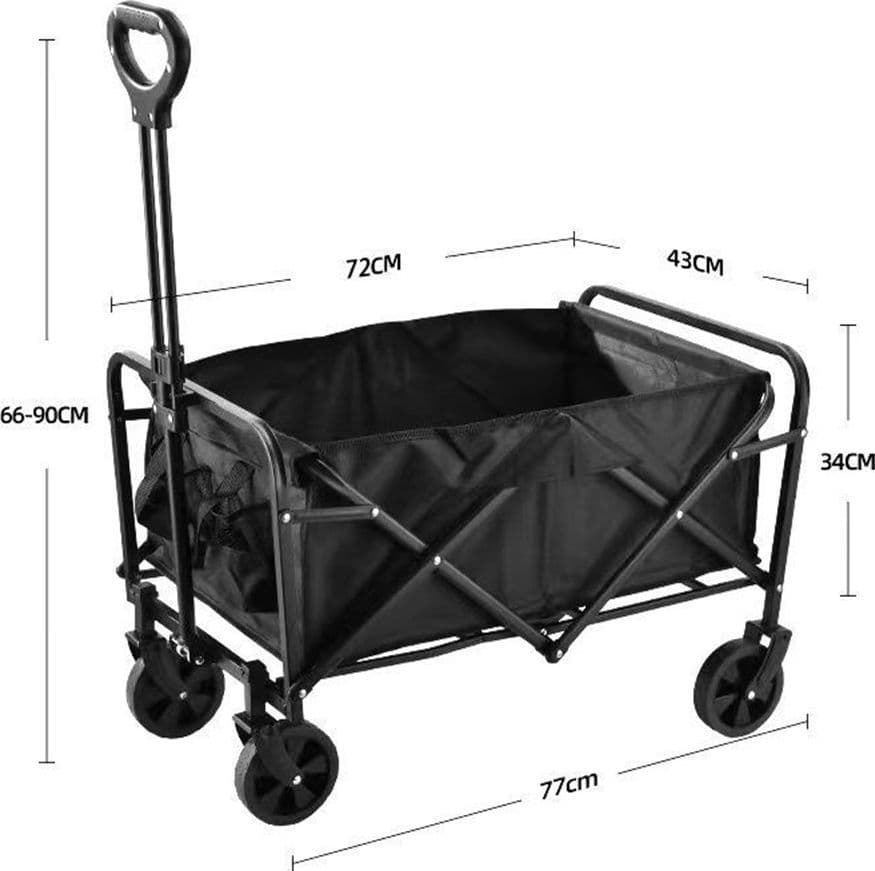 CARRELLO PIEGHEVOLE PORTATILE MULTIUSO PORTATA 80KG RUOTE CON BLOCCAGGIO MANICO RETRATTILE - 9