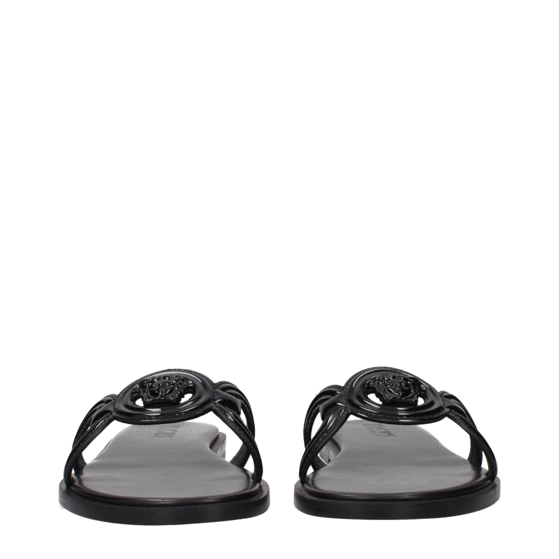 Versace Black Leather Slippers - 3