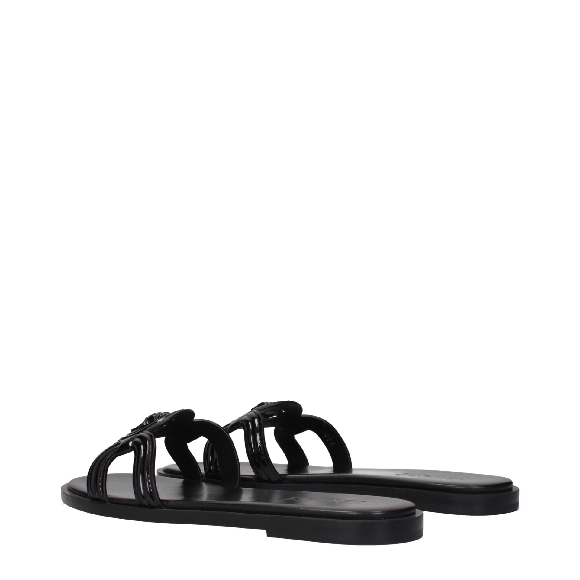 Versace Black Leather Slippers - 4