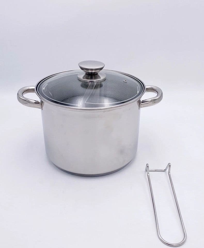 PENTOLA SPAGHETTIERA PASTAIOLA DOPPIO CESTELLO 6LT IN ACCIAIO INOX TRIPLO FONDO COLAPASTA - 3