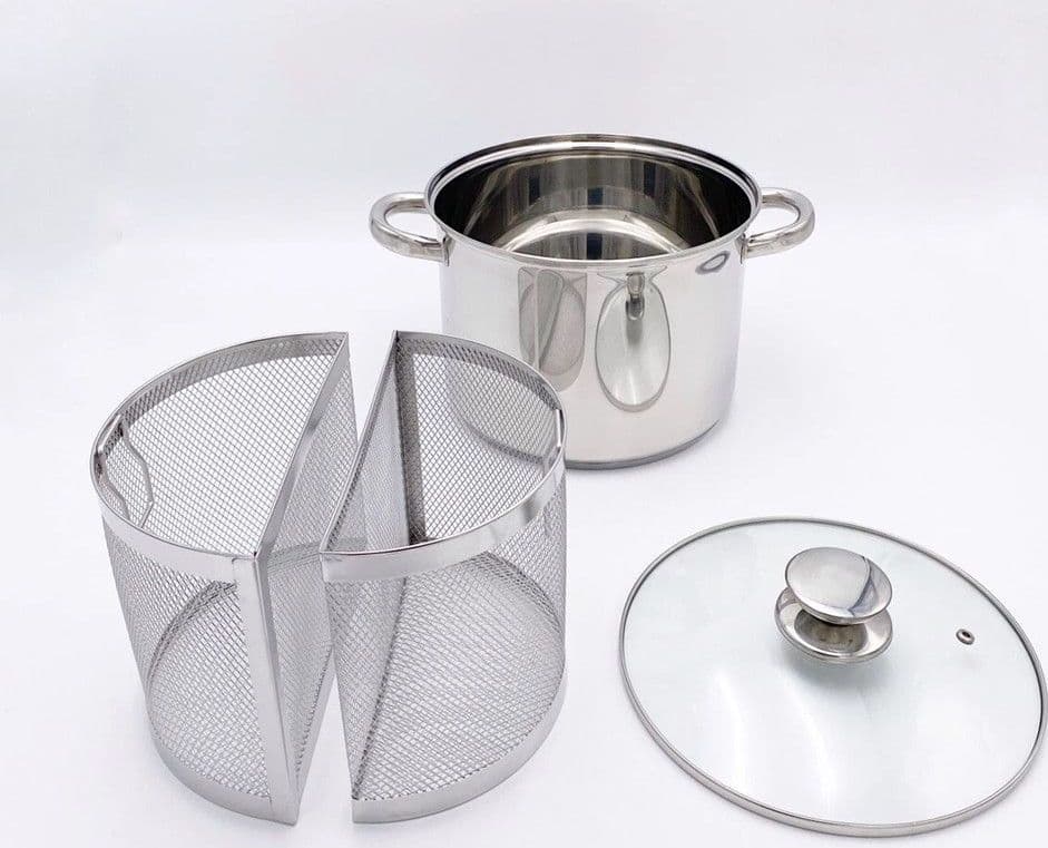 PENTOLA SPAGHETTIERA PASTAIOLA DOPPIO CESTELLO 6LT IN ACCIAIO INOX TRIPLO FONDO COLAPASTA - 4