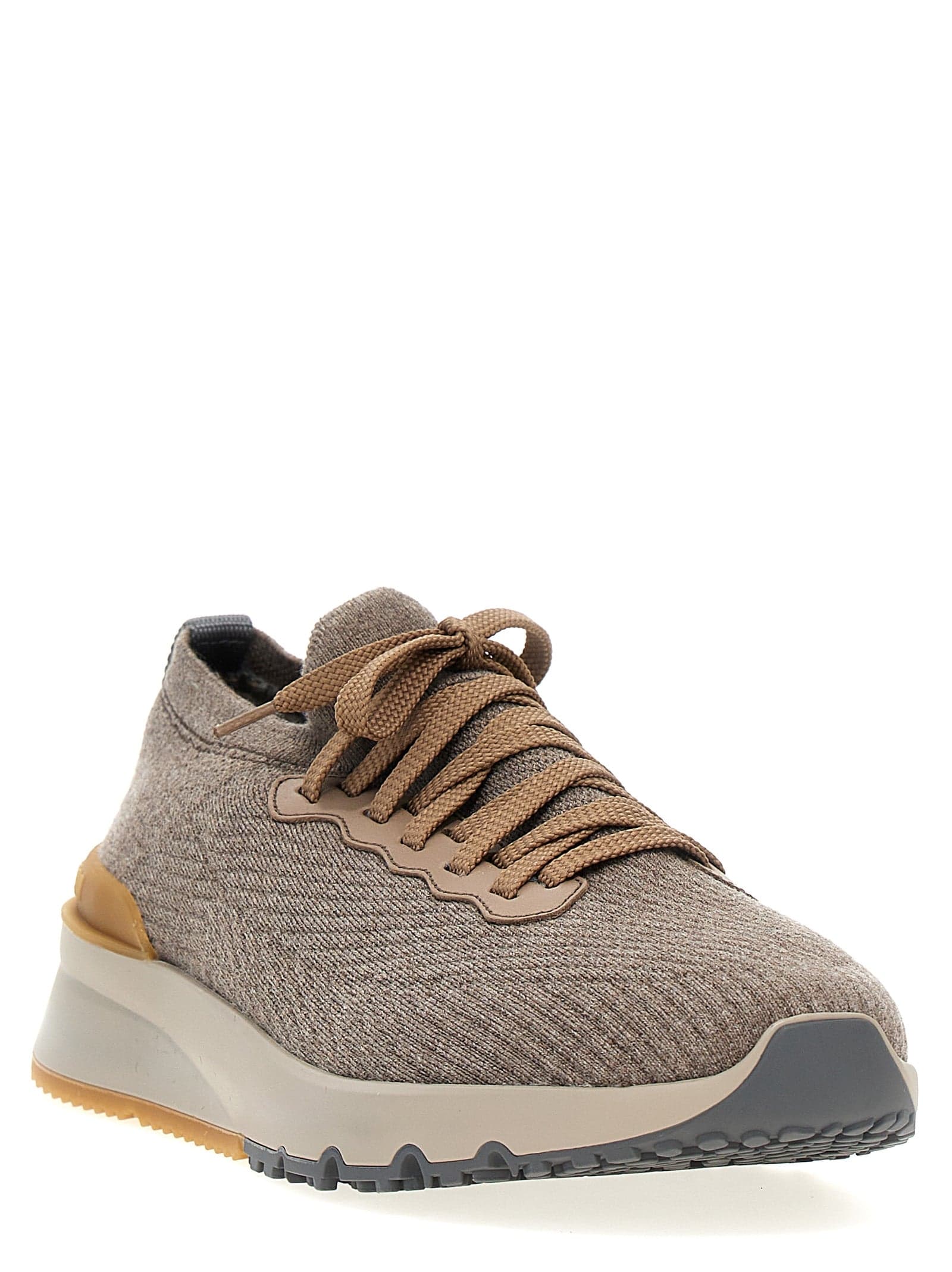 Brunello Cucinelli Gray Wool Low Top Sneakers - 2