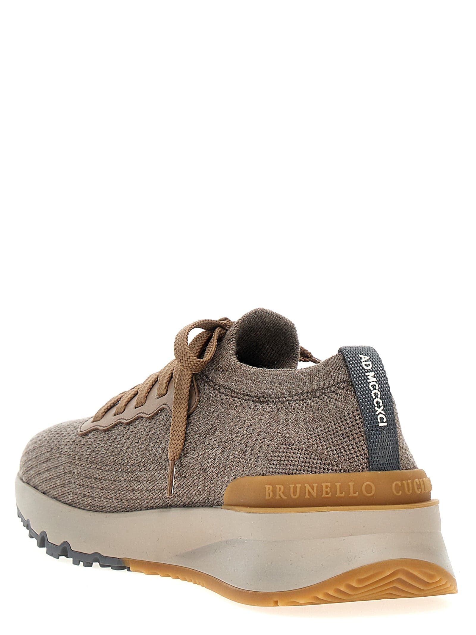 Brunello Cucinelli Gray Wool Low Top Sneakers - 3