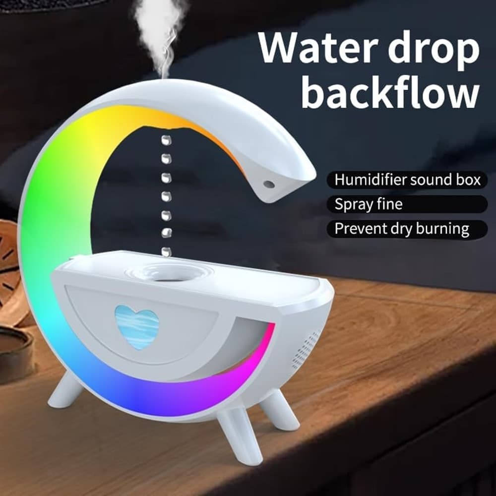 UMIDIFICATORE ARIA ANTIGRAVITAZIONALE GOCCIA ACQUA CON ALTOPARLANTE BLUETOOTH LUCE LED RGB - 4