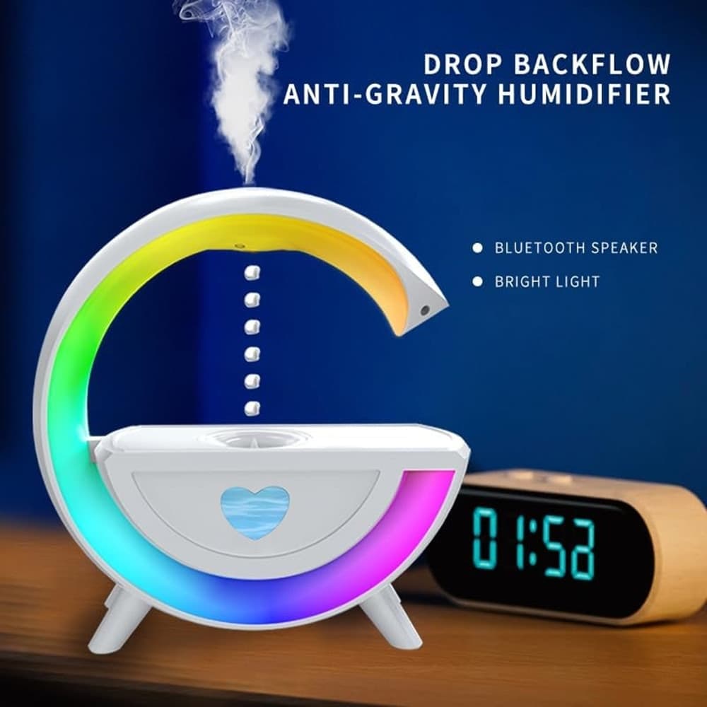 UMIDIFICATORE ARIA ANTIGRAVITAZIONALE GOCCIA ACQUA CON ALTOPARLANTE BLUETOOTH LUCE LED RGB - 6