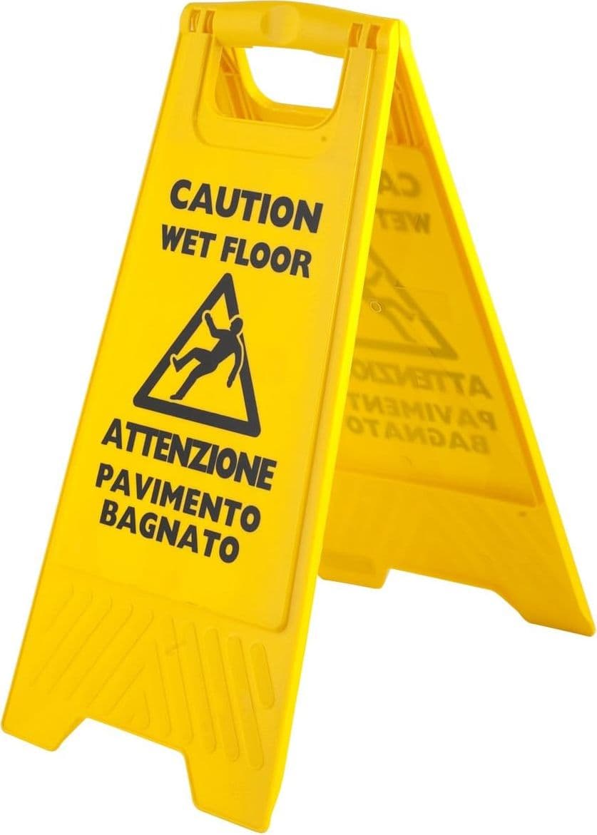 Apex pannello 'attenzione pavimento bagnato' : in plastica. Cm 21/29,5xh.61. - 3