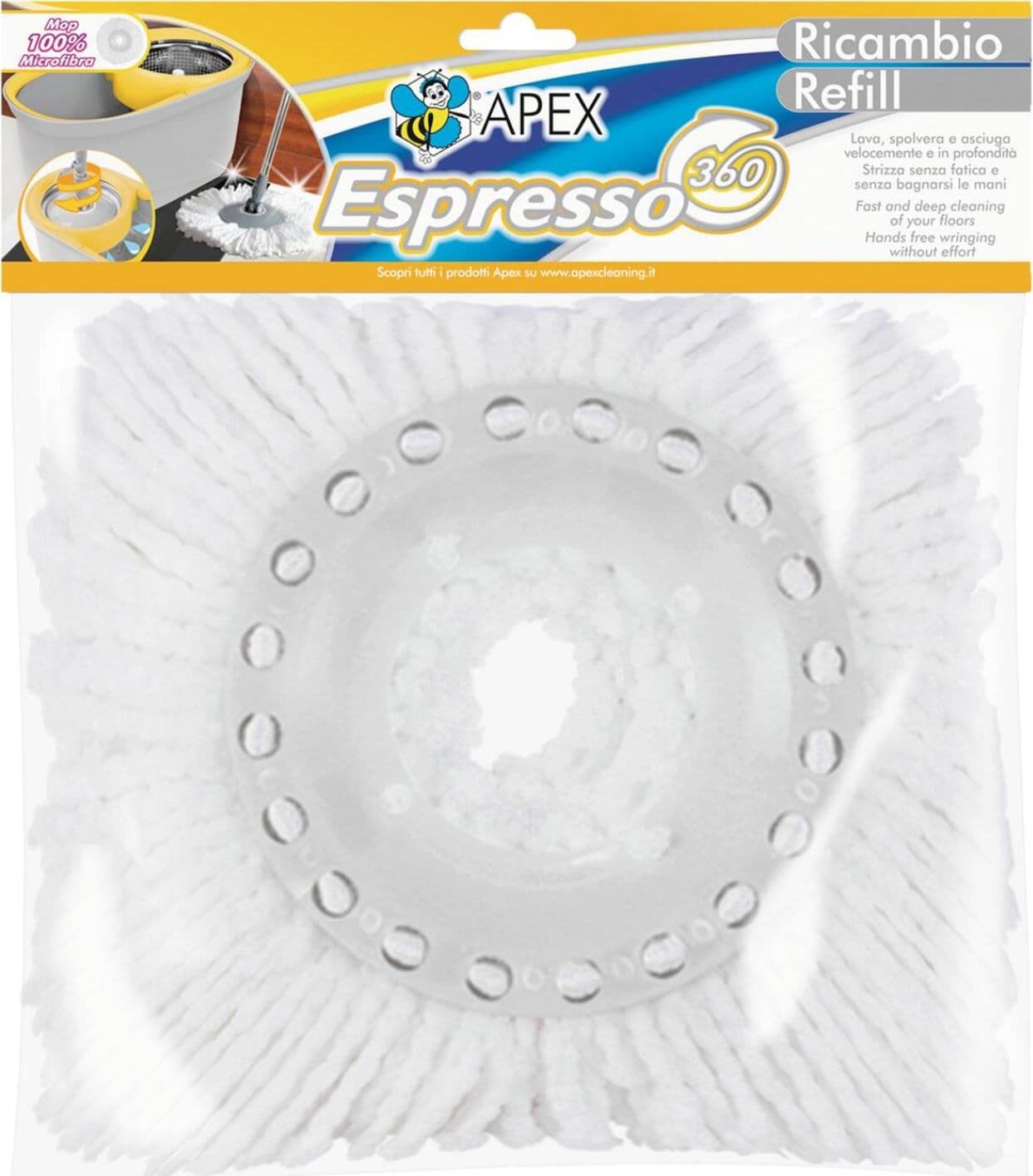 Apex ricambio mop  circolare lavapavimenti  fili di 100% microfibra  Lavabile in lavatrice. - 3