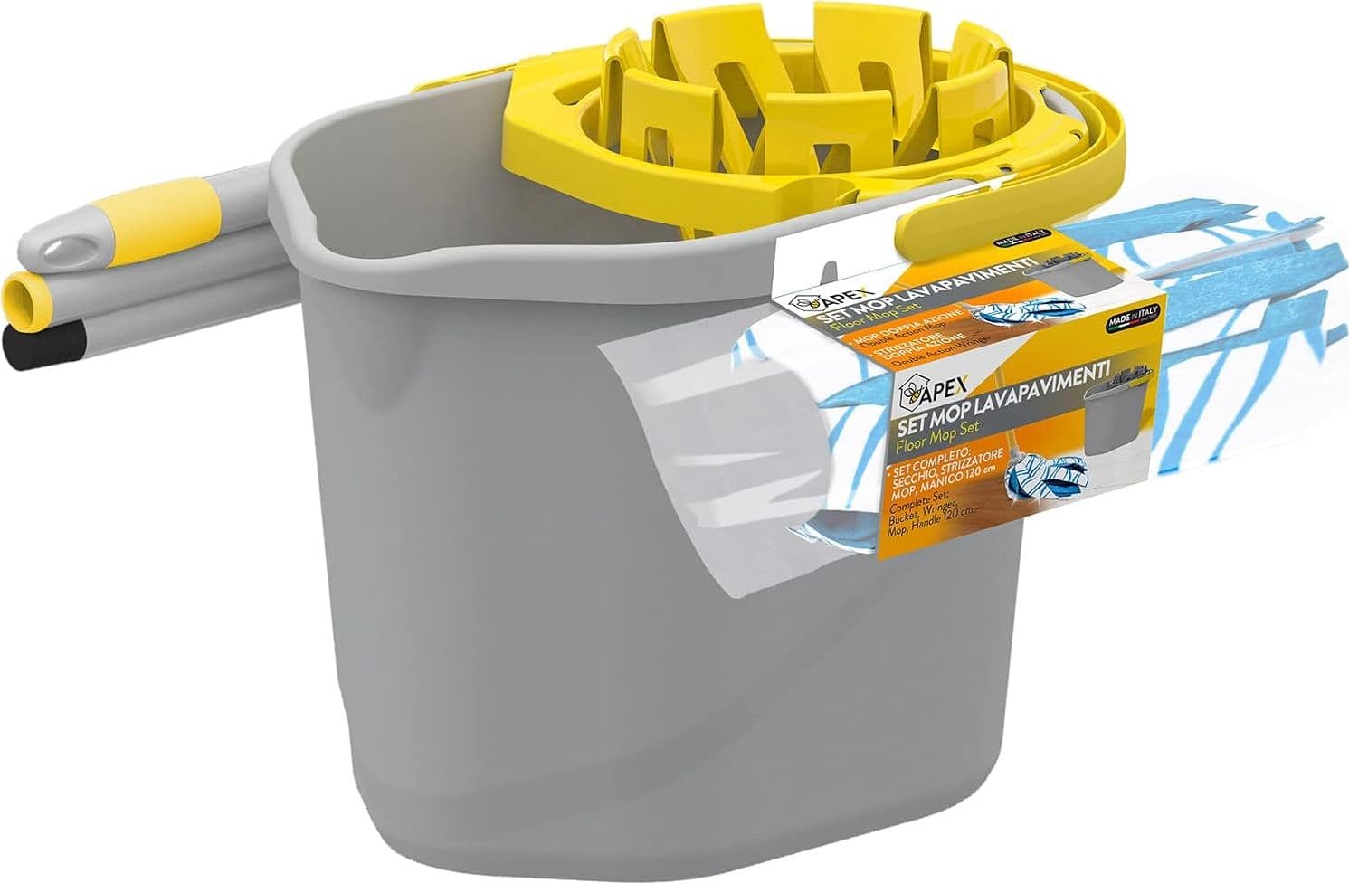 Apex  Mop Lavapavimenti Secchio e Strizzatore  Manico 120 cm, Secchio 12 Litri - 2