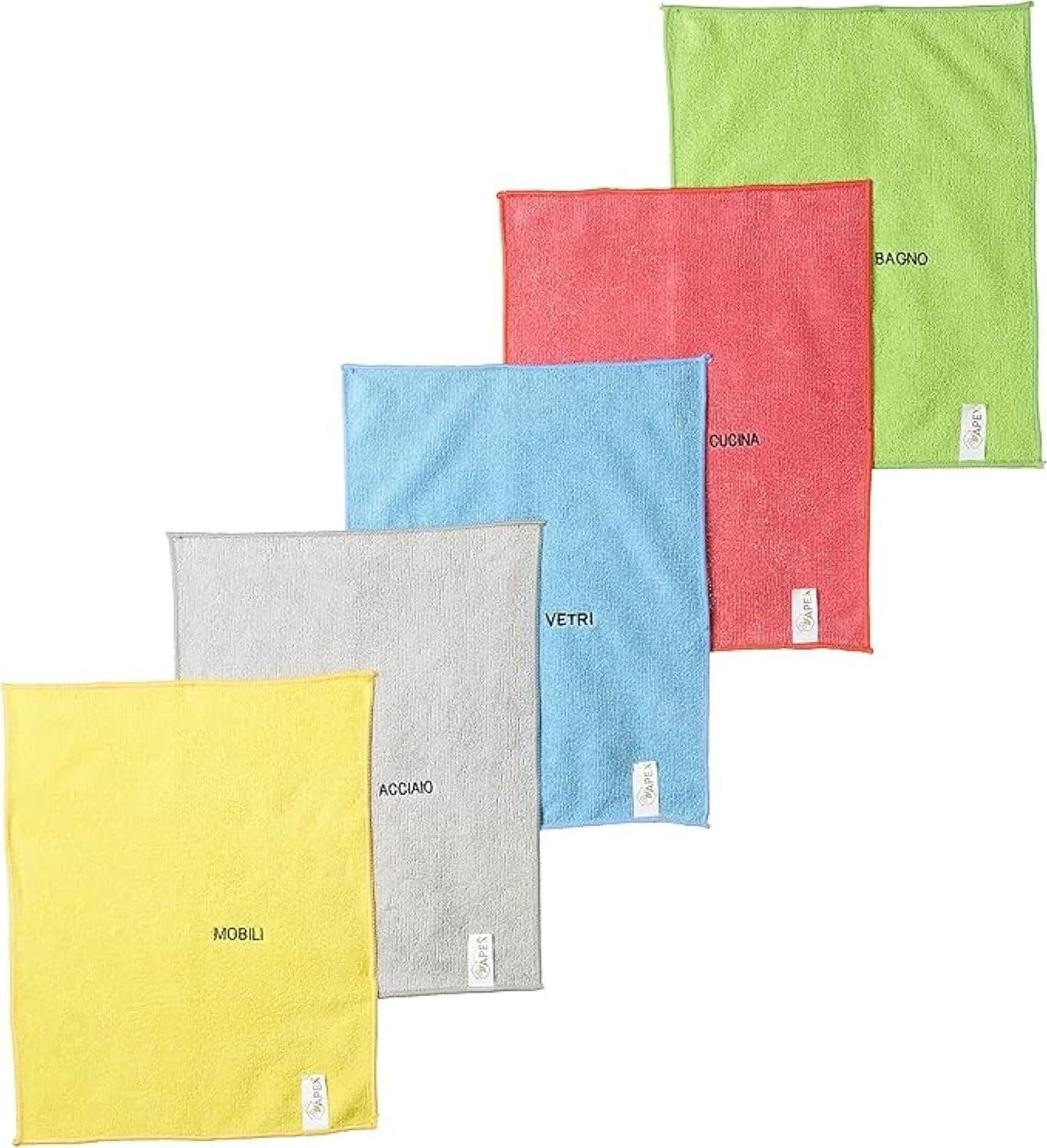 Apex Set 5 Panni 100% Microfibra Con Rispettiva Destinazione d'Uso  30 x 38 cm - 2