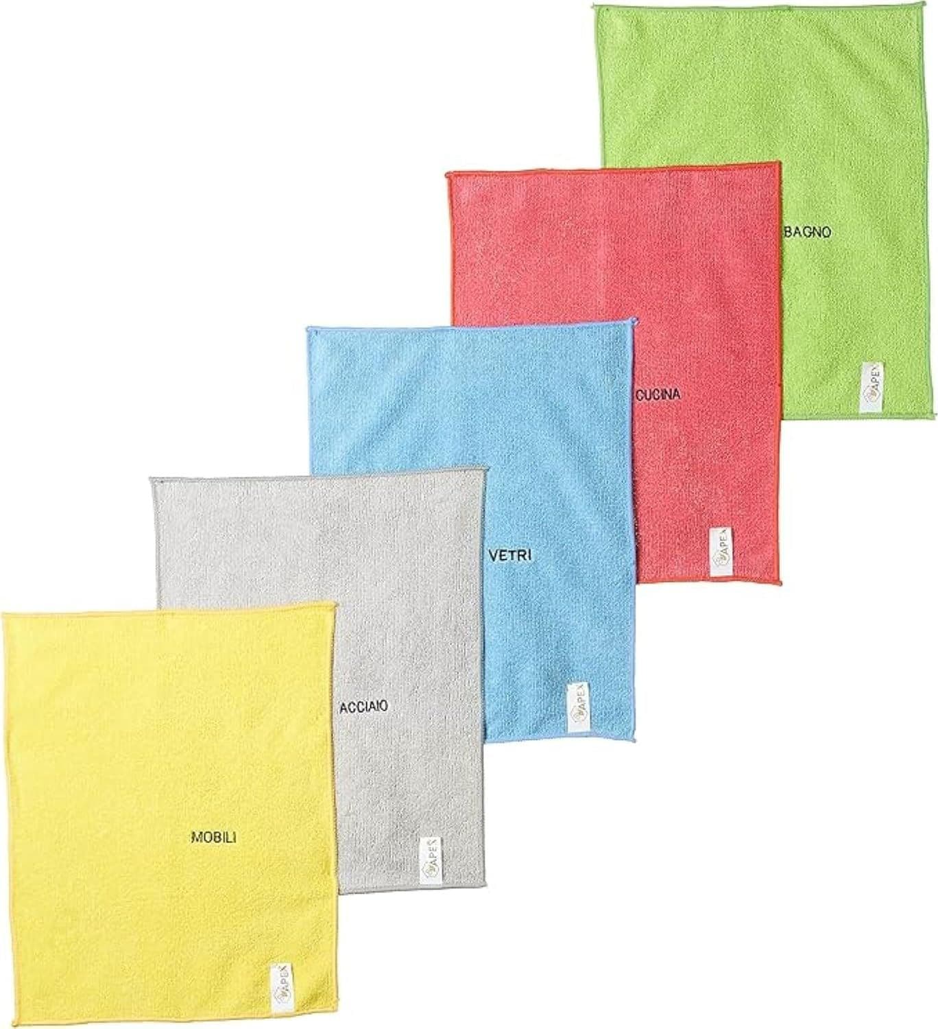 Apex Set 5 Panni 100% Microfibra Con Rispettiva Destinazione d'Uso  30 x 38 cm - 4