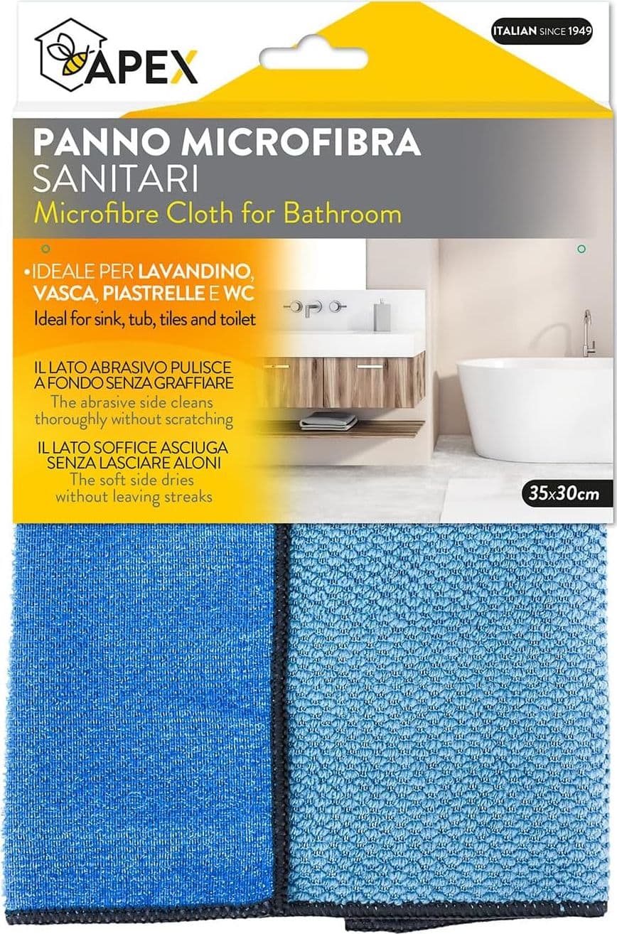 Apex panno microfibra per sanitari – doppia azione pulizia senza aloni  35x30 cm - 4
