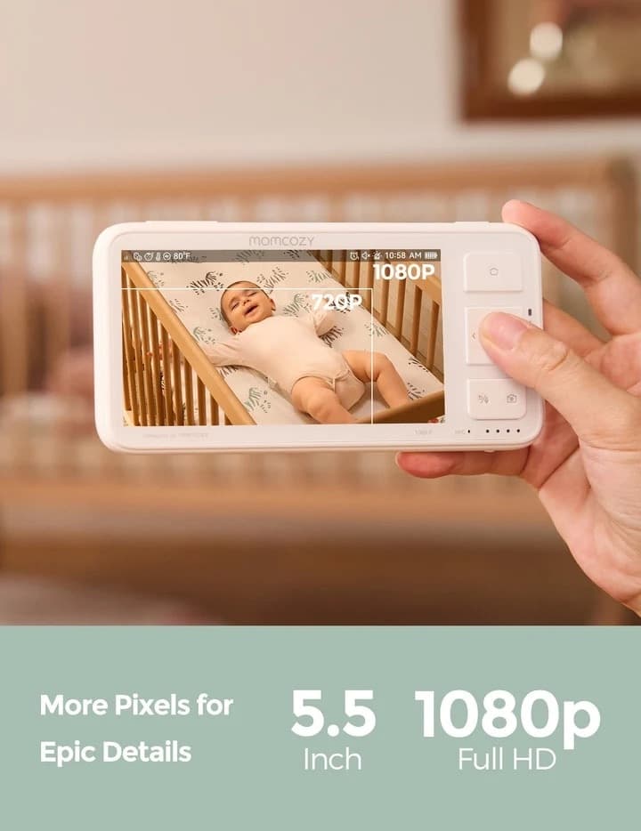 Monitor video per neonati Momcozy da 5,5 pollici Full HD - BM03 - 4