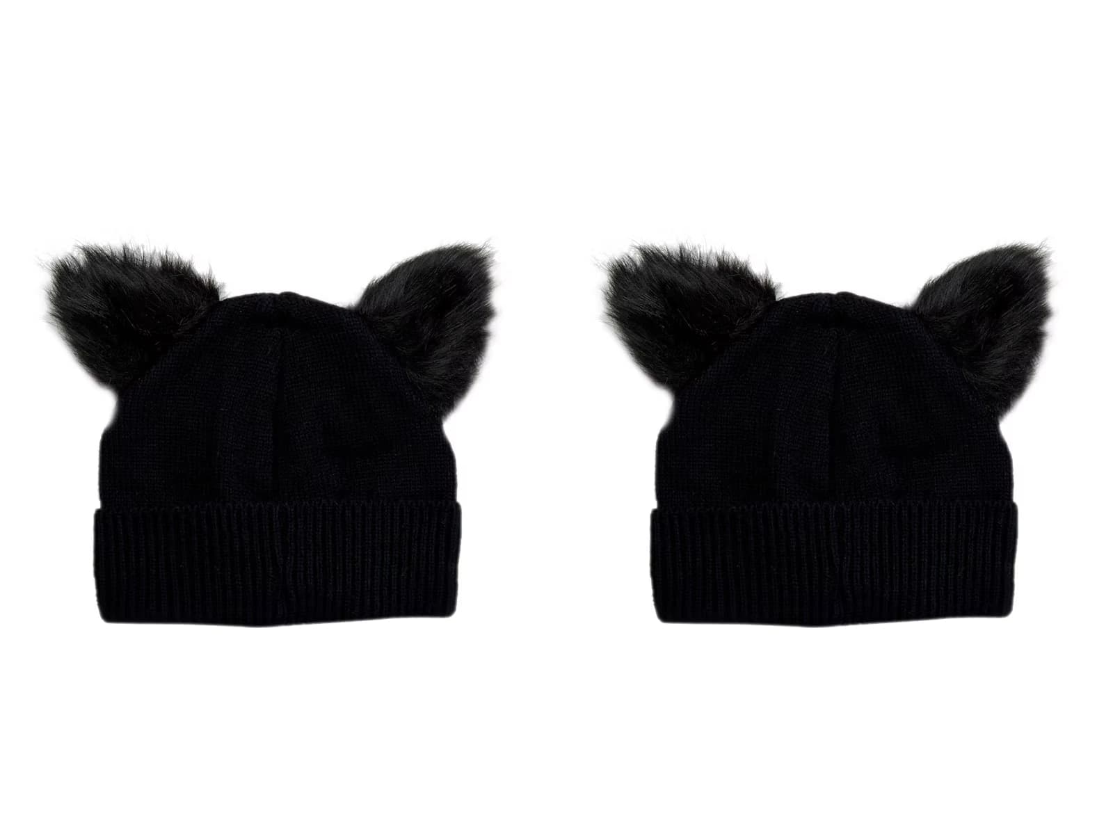 2 Cappelli Donna Pon Pon Invernali Orecchie da Gatto Berretti Lana Beanie Lavorati a Maglia Cappellini Caldi Elastico per Sport All'Aria Aperta Corsa Sci Pattinaggio - 2
