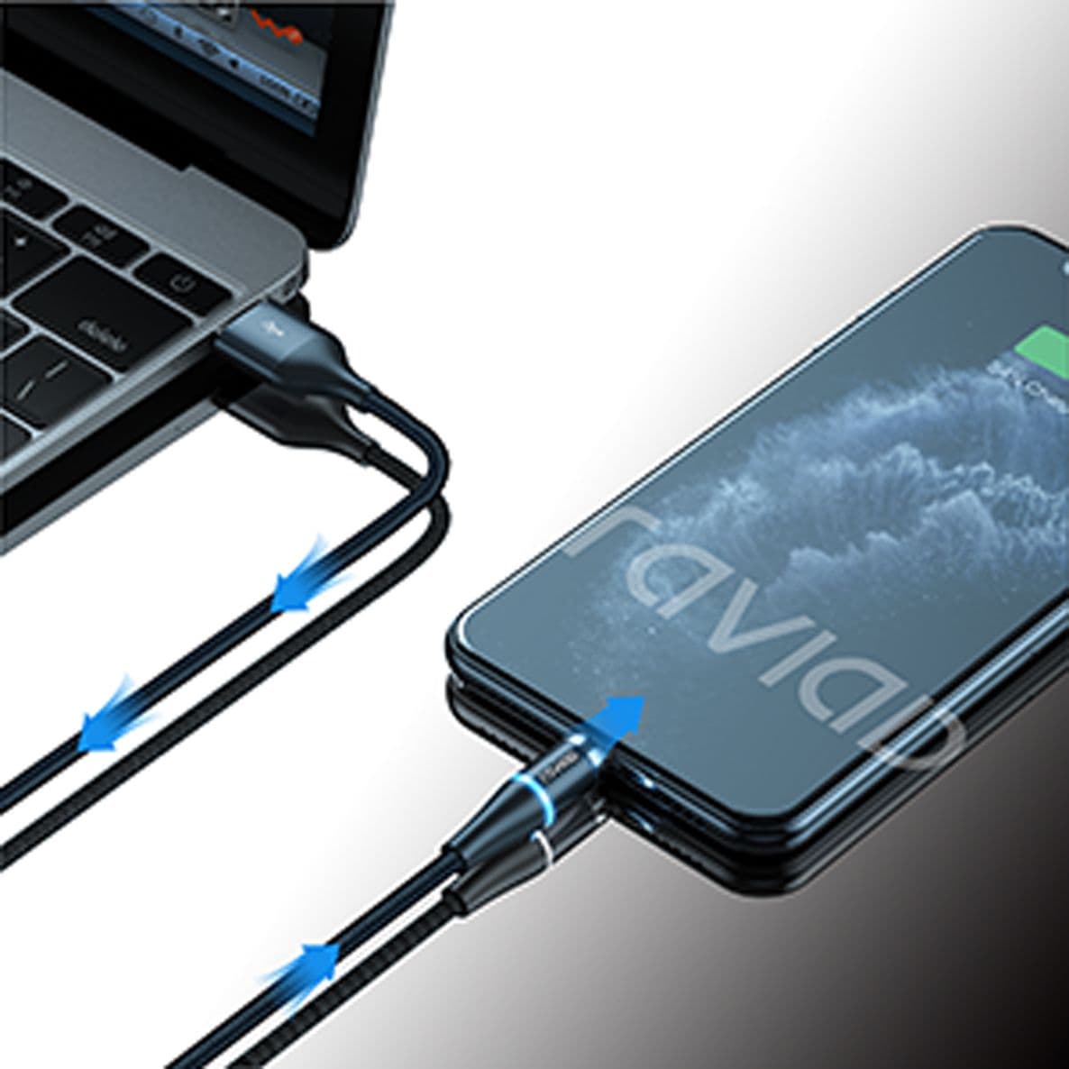 2 Cavi di Ricarica Magnetico Type-C RAVIAD USB Intrecciato in Nylon Caricabatterie Rapido 3A 2 m