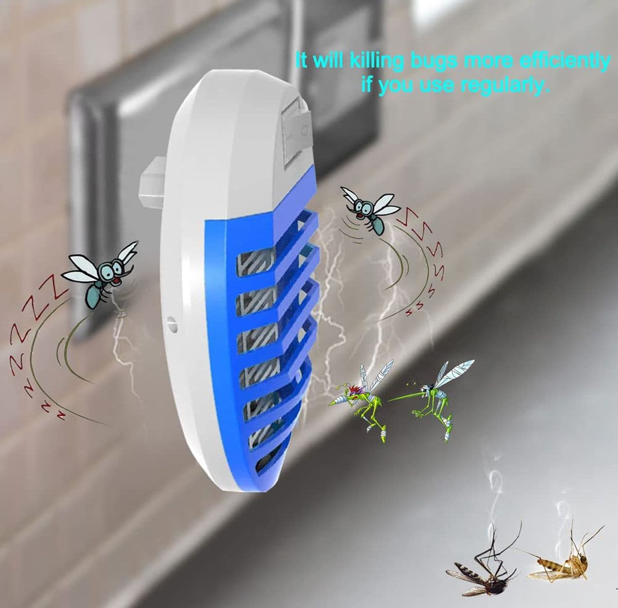4 Pezzi Lampade da Presa Elettrica Antizanzare Repellente Insetti Mosche Falene - 2