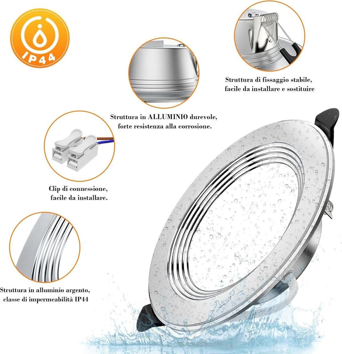 6 Faretti LED da Incasso per Cartongesso Dimmerabile 7W 700LM Ultrasottili per Interni 3000K 4500K 6000K Regolabile IP44 Soffitto Foro Ø75-95mm - 5